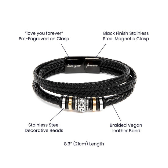 To My Son - Mens Leather Bracelet